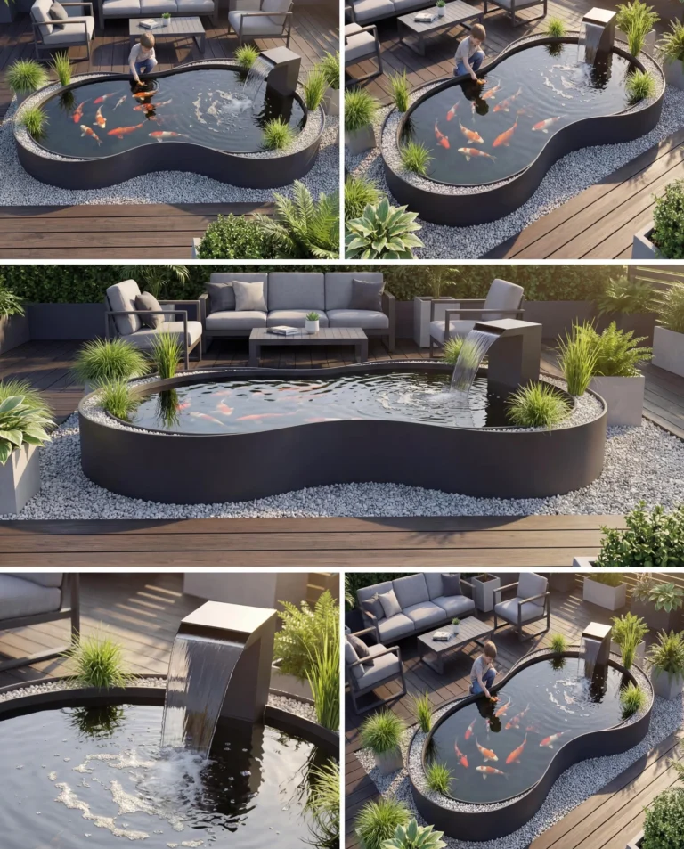 Sculptural Koi Pond Water Feature