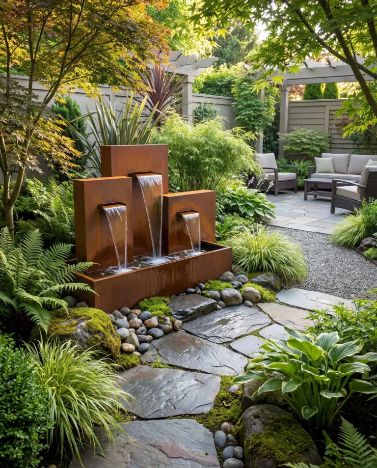 CW300 Corten Three-Step Waterfall For Large Gardens