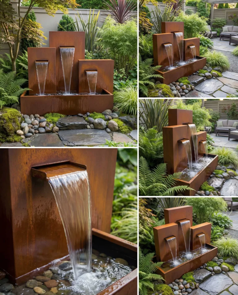 CW300 Corten Three-Step Waterfall For Large Gardens