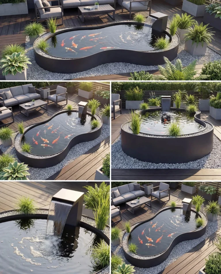 Sculptural Koi Pond Water Feature