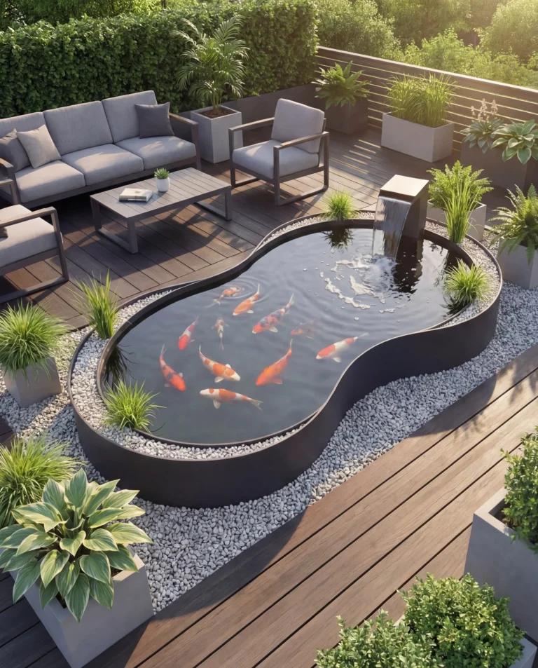 Sculptural Koi Pond Water Feature